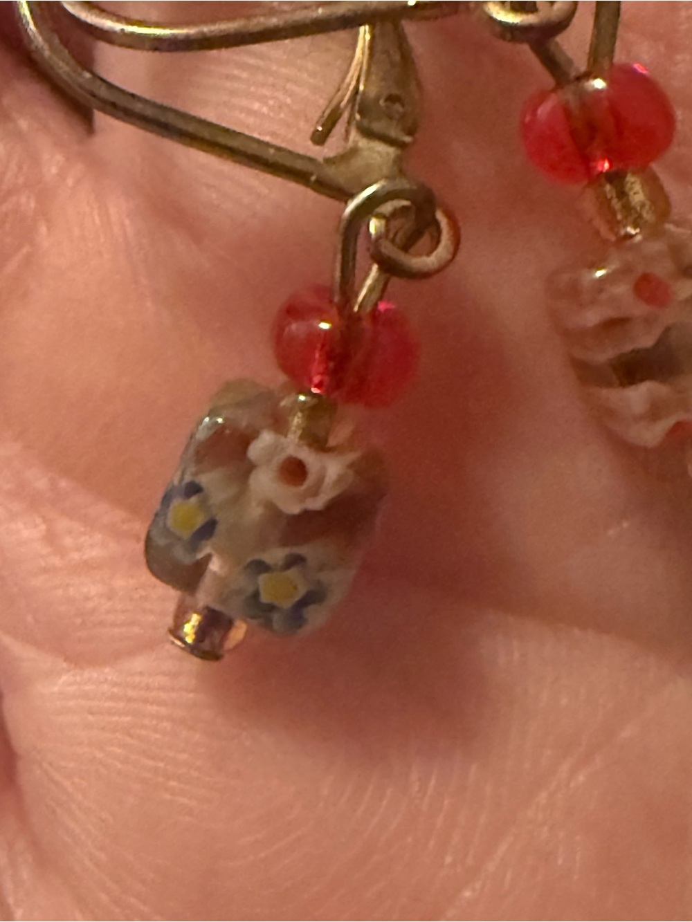 Source Unknown Pink and Teal Bead Drop Earrings with Silver-Tone Accents - Picture 4 of 7